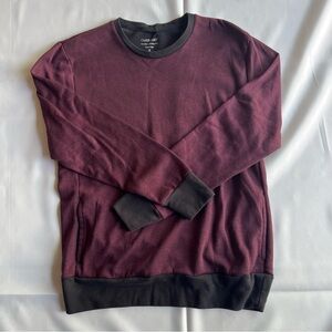 Cuddl Duds Fleece Men’s Long Sleeve Sweater Maroon Black Size S Pockets Trim